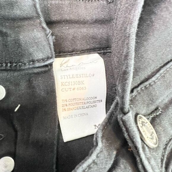 KanCan Overall Shorts Womens Medium Black Distressed Jean Stretch Denim - Picture 10 of 11